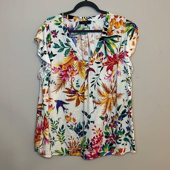 Rachel Roy Tropical Print Rayon Blend Blouse - Size 3X - Picture 1 of 11